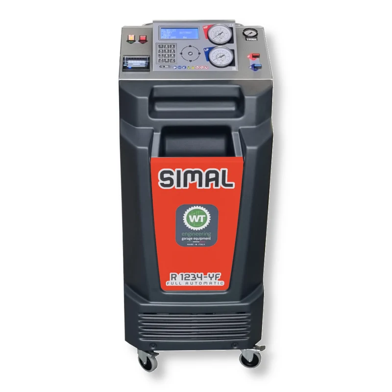 Station de recharge automatique pour climatisation automobile, avec récupération et recharge de la cartouche vide, balance électronique, gaz R1234YF et kit de coloration UV.