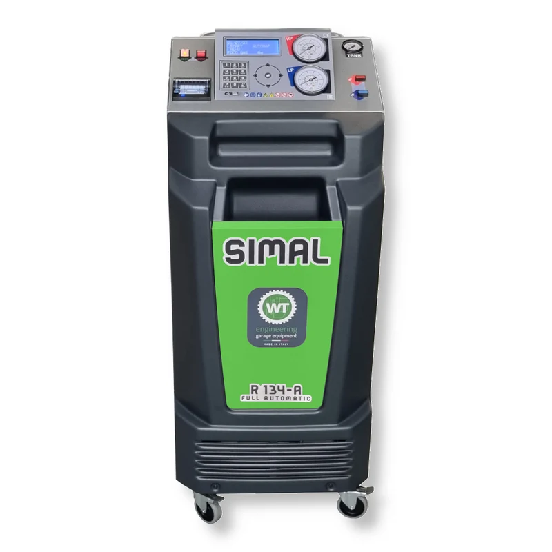 Station de recharge automatique pour climatisation automobile, avec récupération et recharge de la cartouche vide, balance électronique, gaz R134a et kit de coloration UV.