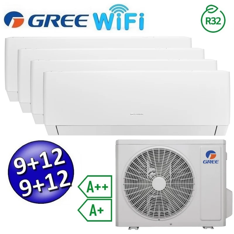 Climatiseur PULAR inverter, split Wi-Fi, 9+9+12+12 Btu, GREE R32, classe A++/A+