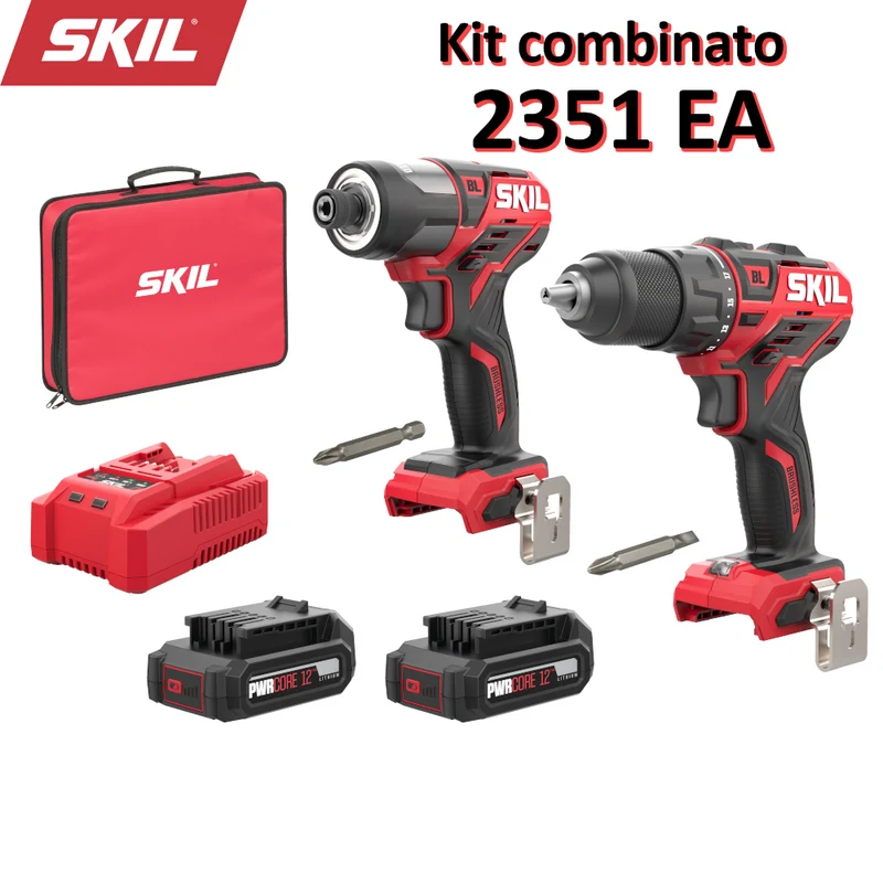 Kit combiné perceuse et visseuse à percussion sans fil SKIL 2351 EA (Kit combiné)