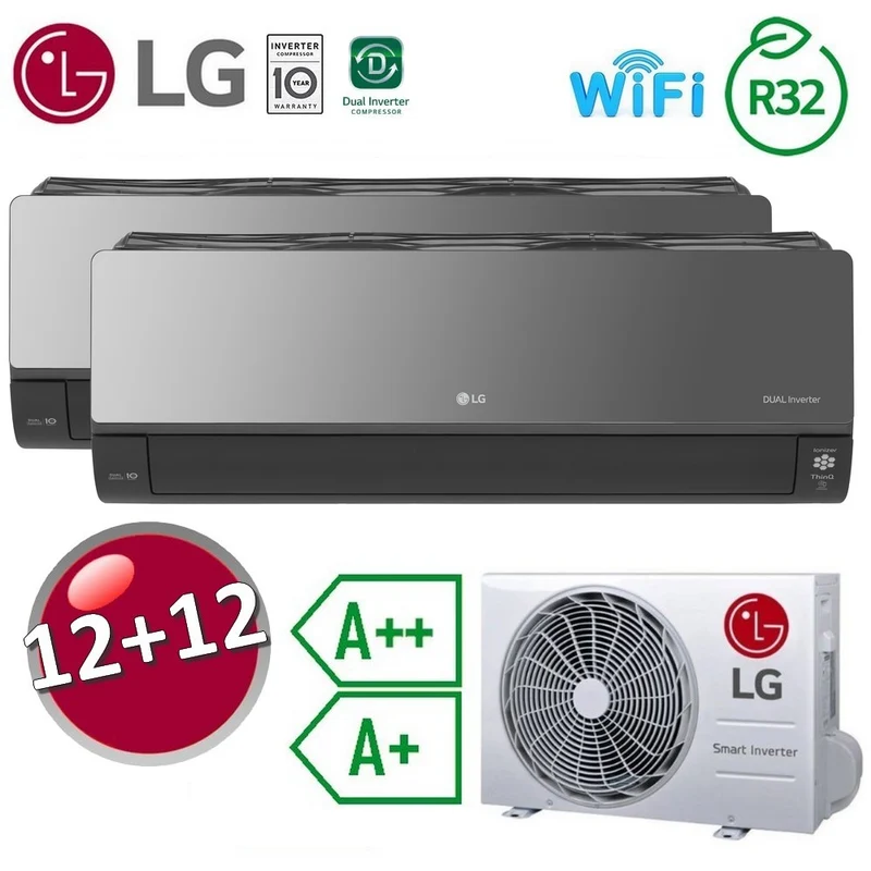 Climatisation réversible 12000+12000 BTU LG ArtCool Mirror UVnano WiFi ThinQ A++ / A+