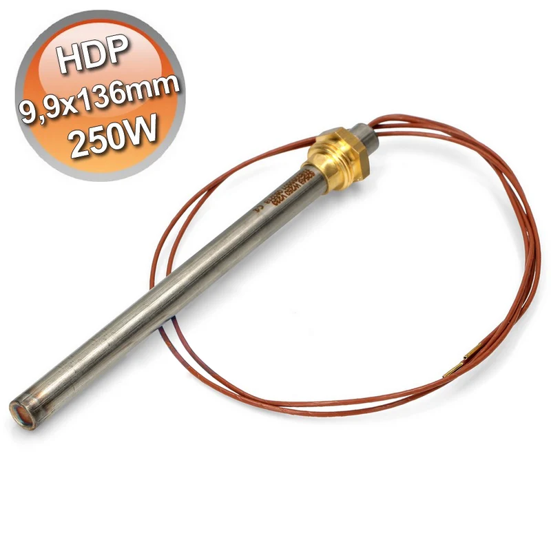 Bougie d'allumage pour poêle à granulés, 9,9 x 136 mm, résistance de 250 W