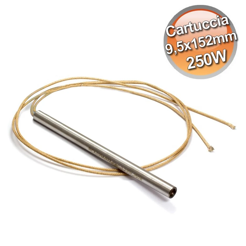 Bougie d'allumage pour poêle à granulés, 9,5 x 152 mm, résistance de 250 W