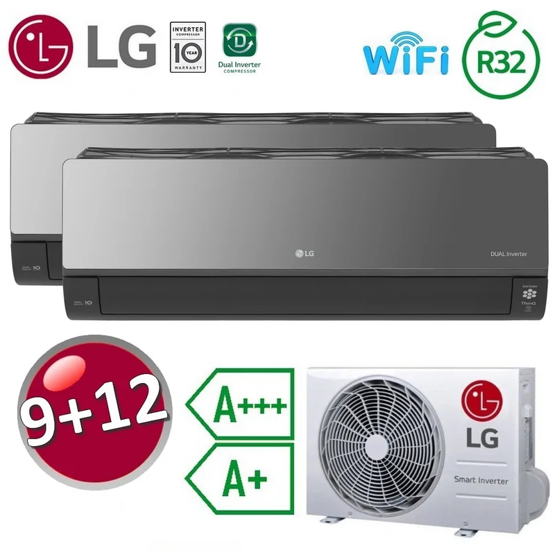 Climatisation réversible 9000+12000 BTU LG ArtCool Mirror UVnano WiFi ThinQ A+++ / A+