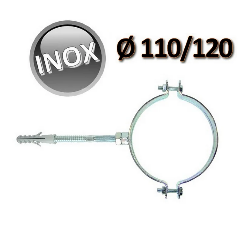 Collier en acier inoxydable D.110/120 avec vis et bouchon