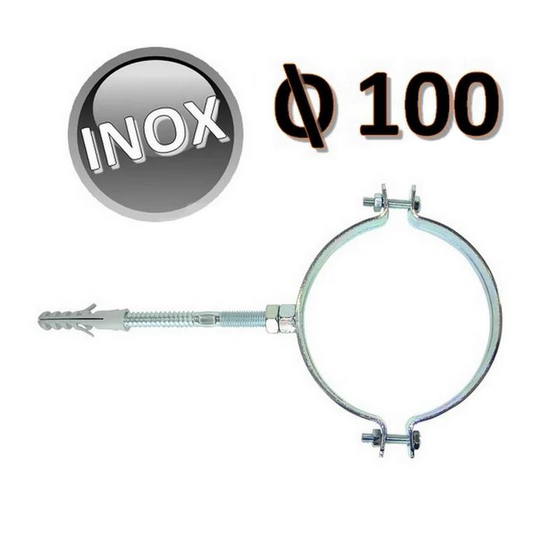 Collier en acier inoxydable D.100 avec vis et bouchon