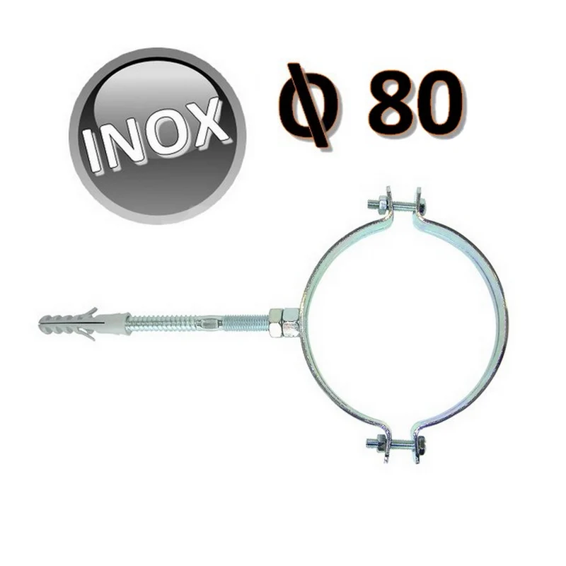 Collier en acier inoxydable D.80 avec vis et bouchon