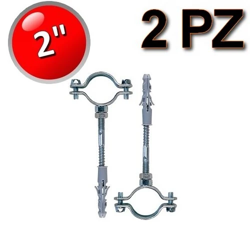 Collier en acier avec vis et bouchon pour tuyaux de Ø 2'' - lot de 2