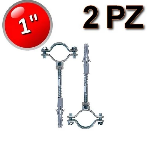 Collier en acier avec vis et bouchon pour tuyaux de Ø 1'' - lot de 2