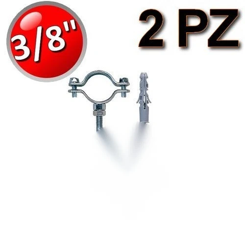 Collier en acier avec vis et bouchon pour tuyaux de Ø 3/8'' - lot de 2