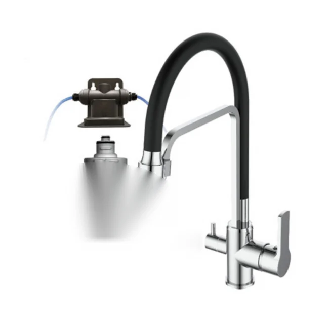 Kit microfiltration eau potable cuisine + Robinet 3 voies RIVER SILVER 3 voies FLEXIBLE Euroacque