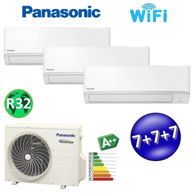 Climatiseur split PANASONIC 7000+7000+7000 R32 (TRIAL), série TZ, ultra-compact, avec WiFi et NanoeX