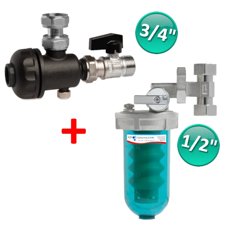 Kit de protection chaudière Mag Tek Pocket, séparateur de saletés MAG TEK Noir + distributeur de polyphosphate POLIDOS 360 - Fimi