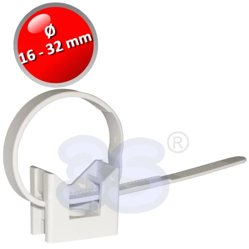 CARTON 100 PCS - Collier de serrage pour fixation de tuyaux rigides en plastique et métal du Ø 16 au Ø 32