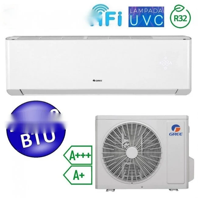 Climatiseur split monobloc R32 AMBER PLUS WiFi Gree 12000 Btu A+++/A+ Lampe de stérilisation UVC