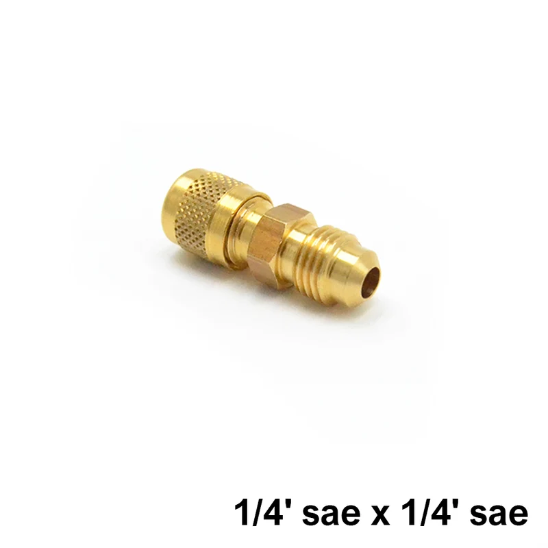 Raccord droit en laiton SAE 1/4'' x 1/4'' avec valve et bouchon à emboîter