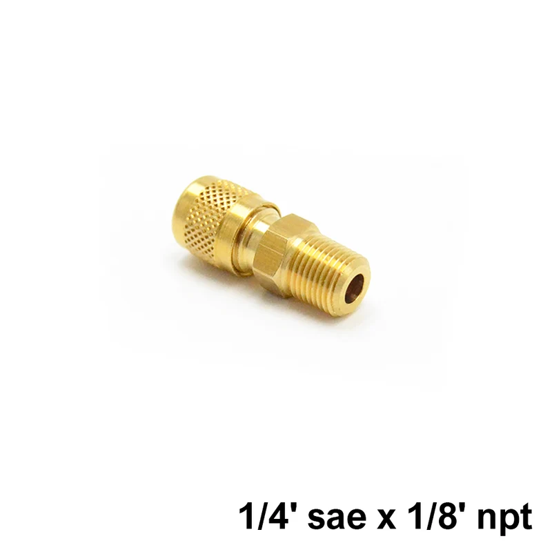 Raccord droit en laiton 1/4'' SAE x 1/8'' NPT avec embout à emboîter et capuchon