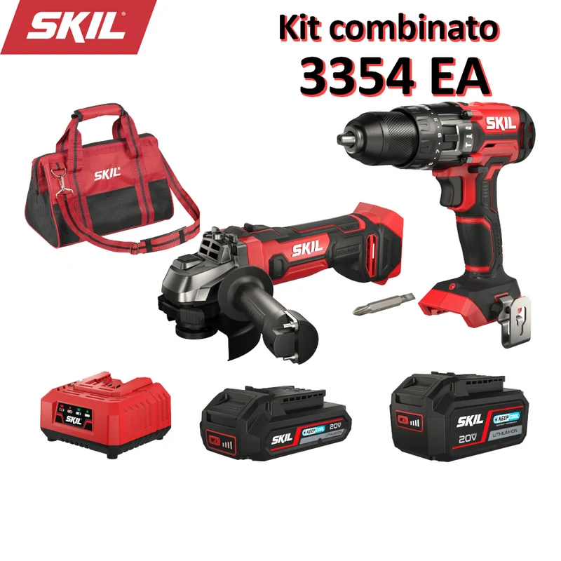 Kit combiné perceuse à percussion sans fil et meuleuse d'angle sans fil SKIL 3354 EA