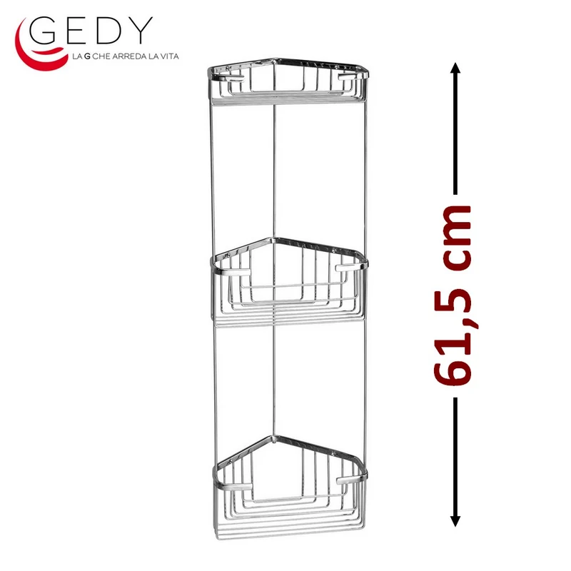 Étagère d'angle de douche en acier inoxydable à 3 niveaux - GEDY 2484