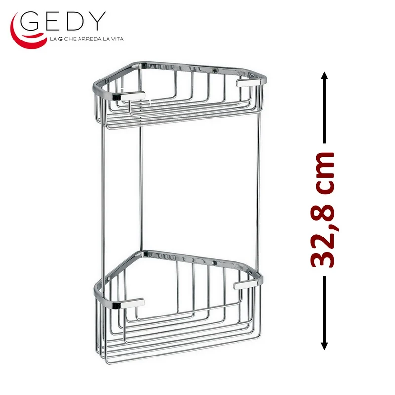 Meuble d'angle de douche avec 2 étagères, H 32,8 cm - GEDY 2482