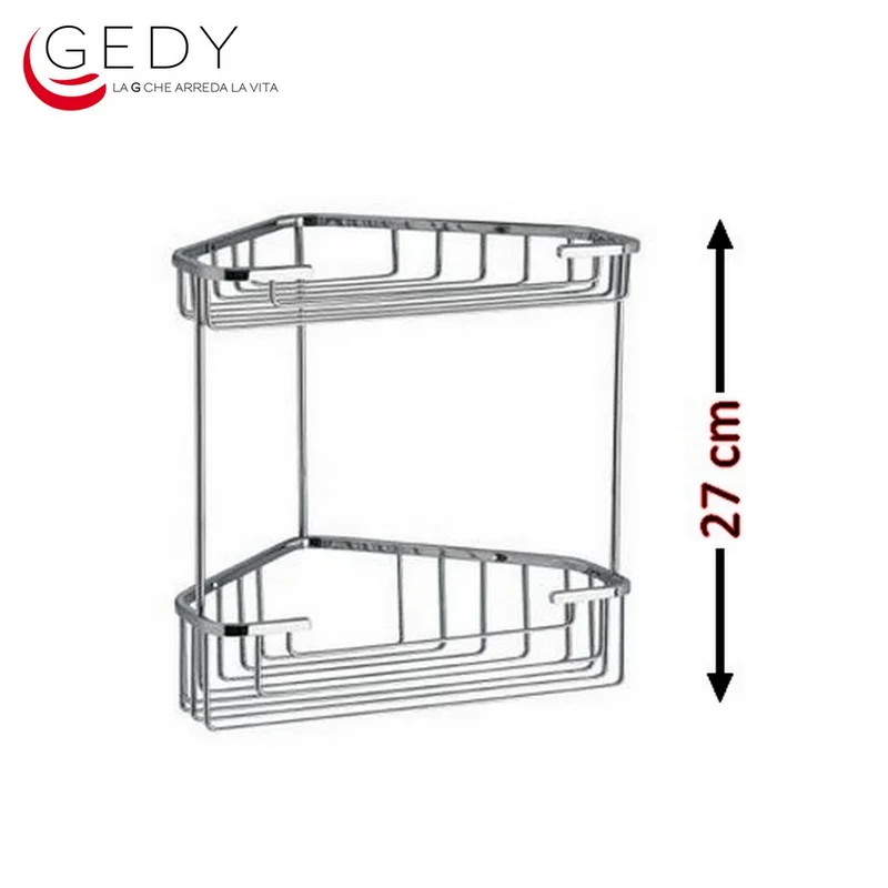 Meuble de douche d'angle avec 2 étagères, H 27 cm - GEDY 2481