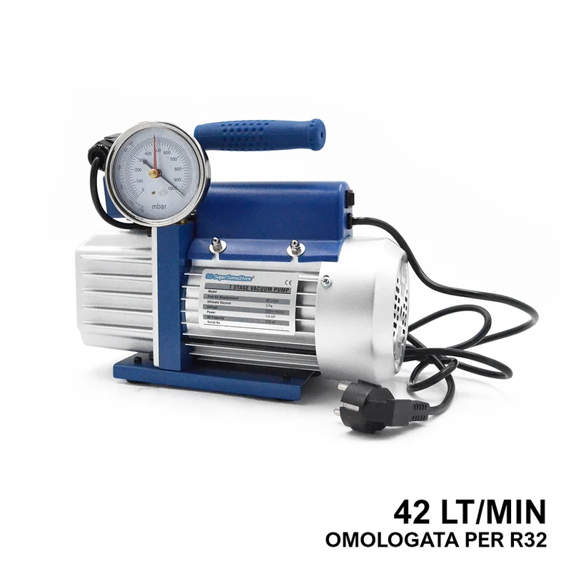 Pompe à vide monobloc 42 L/min avec électrovanne et manomètre à vide - homologuée pour le gaz R32