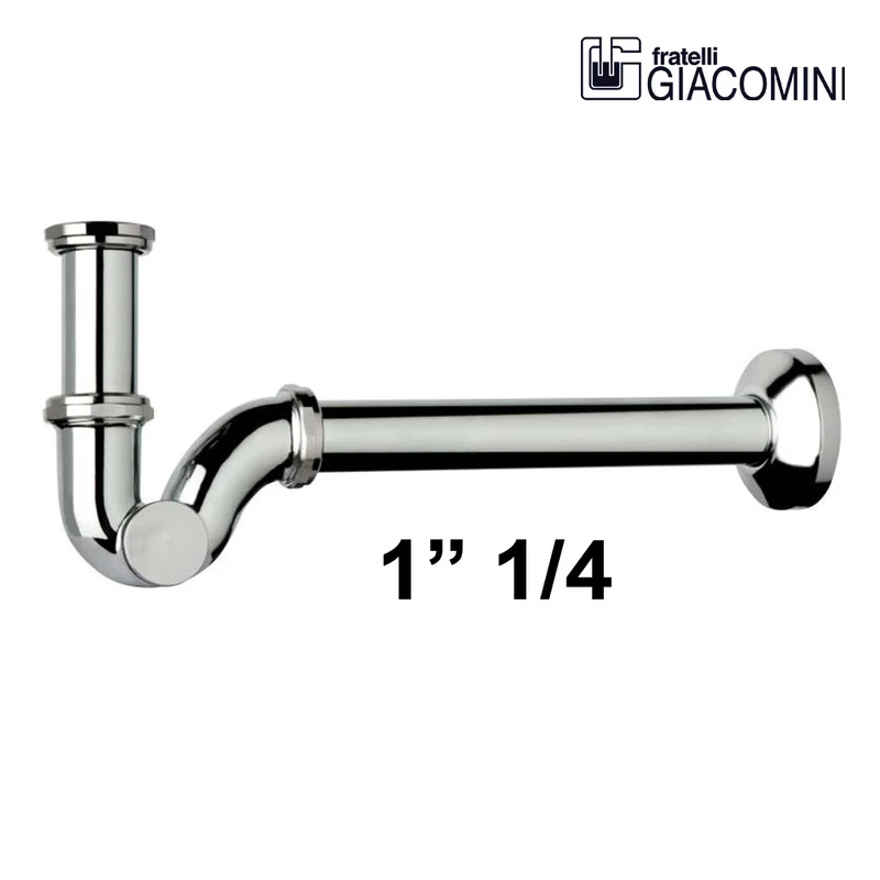Siphon de bidet Giacomini 1,5" en forme de S en laiton chromé