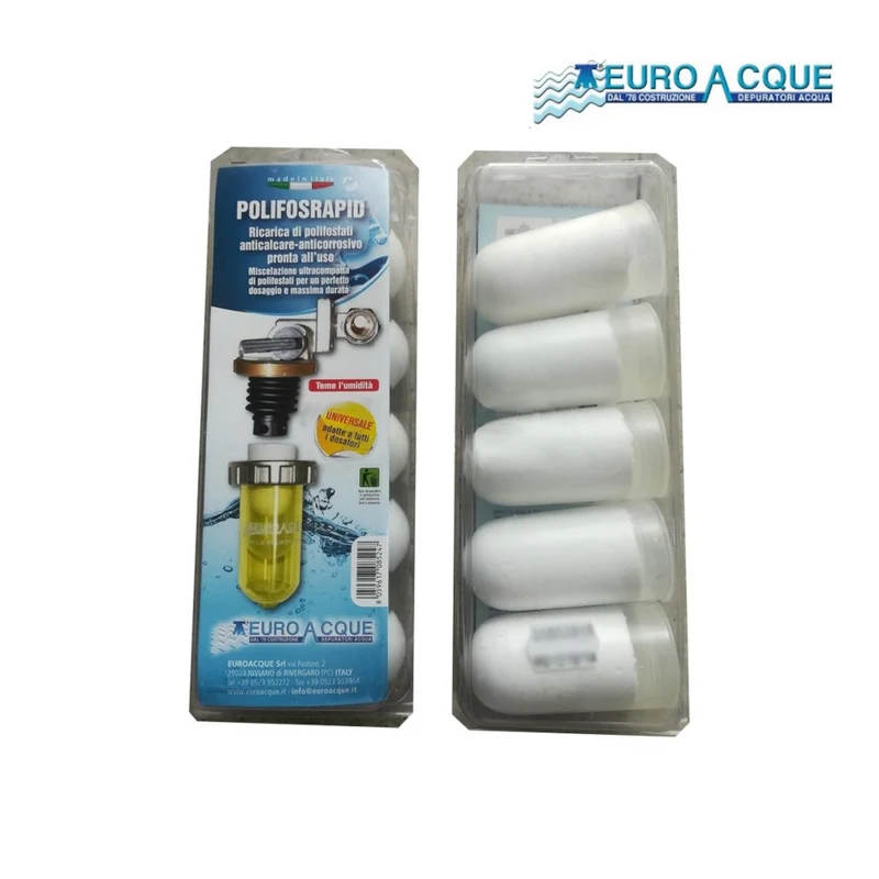 Plaquette thermoformée de recharge de polyphosphate (5 capsules) - universelle pour distributeurs Euroacque