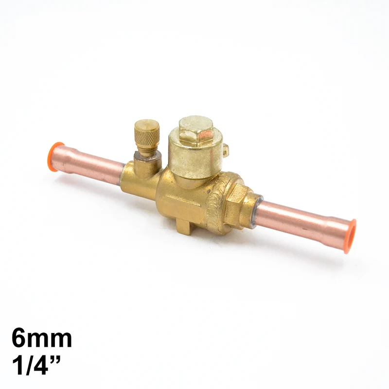 Vanne à bille de 6 mm avec raccord de service - Cuivre double passage 1/4''