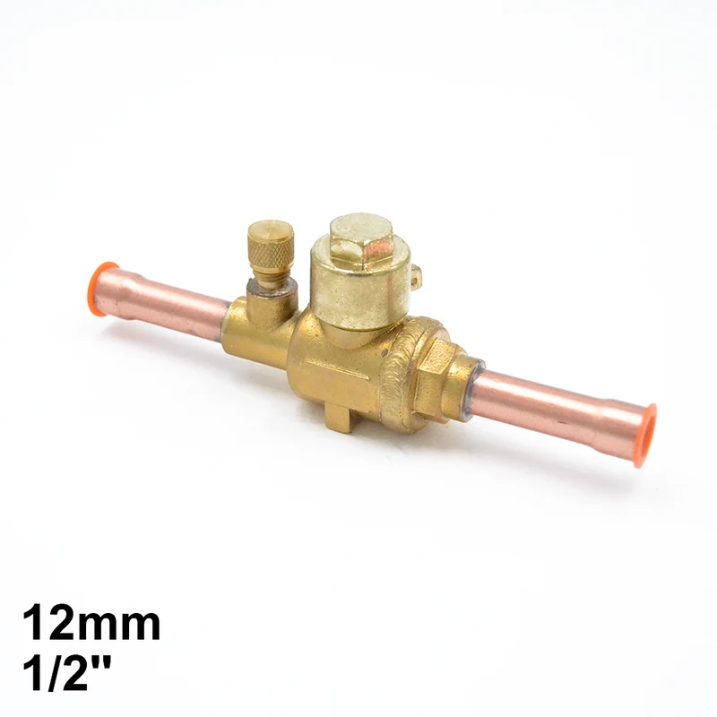 Vanne à bille de 12 mm avec raccord de service - Cuivre double passage 1/2''