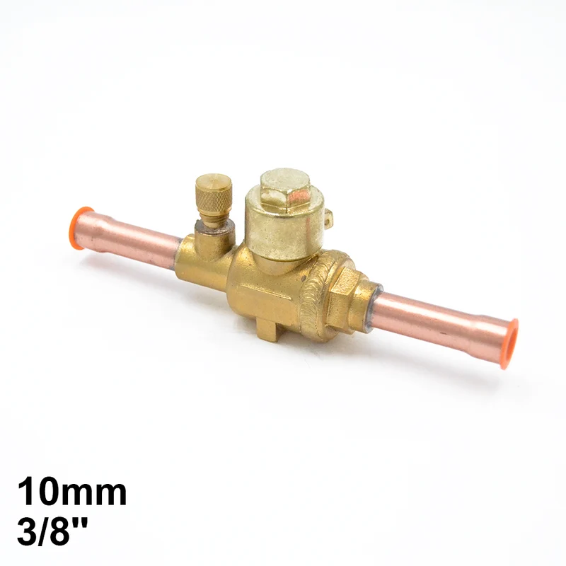 Vanne à bille de 10 mm avec raccord de service - Cuivre double passage 3/8''