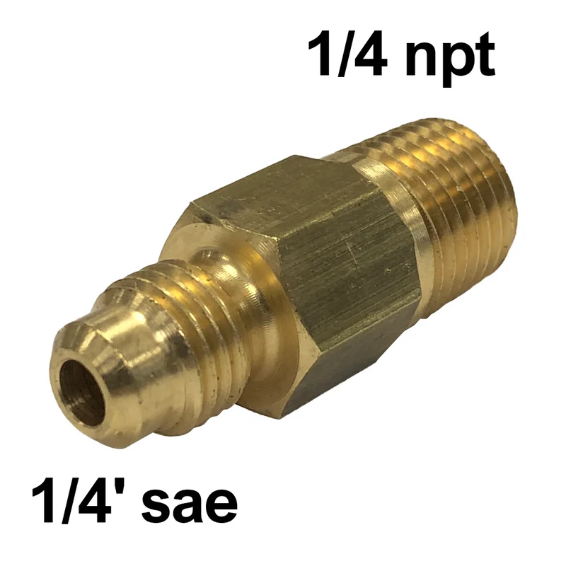 Raccord droit en laiton 1/4'' SAE x 1/4'' NPT mâle mâle