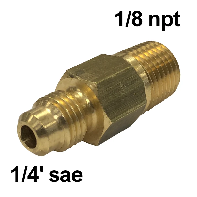 Raccord droit en laiton 1/4'' SAE x 1/8'' NPT mâle-mâle