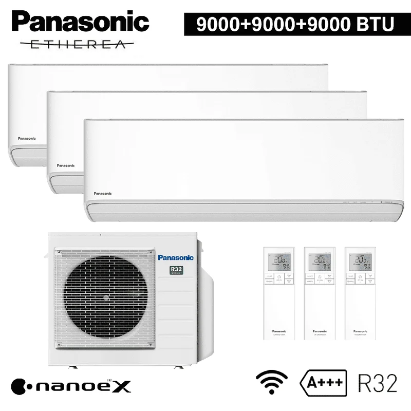 TRIAL de climatisation split ETHEREA R32 Panasonic 9000+9000+9000 BTU A+++ WIFI NanoeX