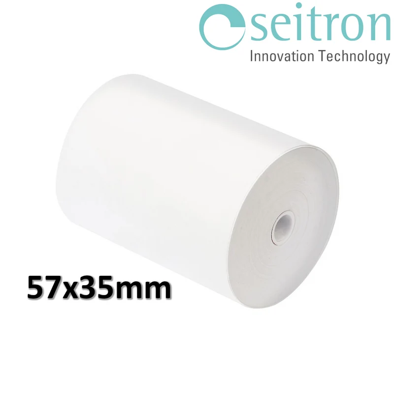 Rouleau de papier thermique longue durée pour imprimante analyseur, 57 x 35 mm - SEITRON