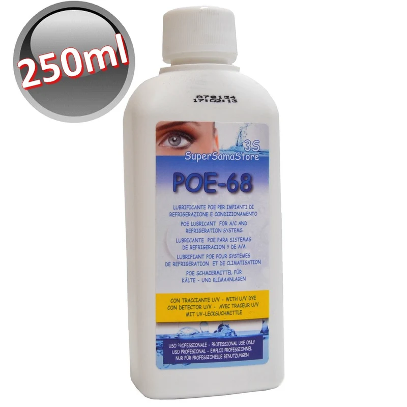 Huile lubrifiante POE 68 pour climatisation avec traceur UV, flacon de 250 ml
