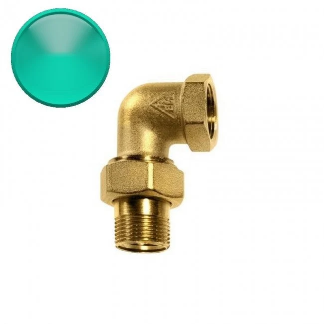 Raccord union courbé 1/2'' M-F en laiton à siège conique