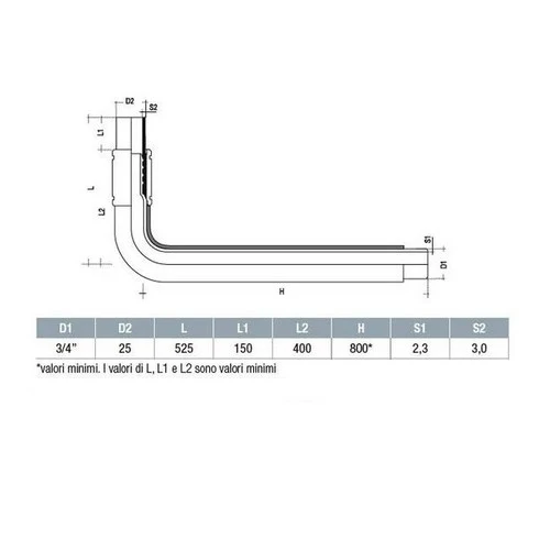 Joint de transition courbe Ø 25 x 3/4'' revêtu pour soudage au gaz