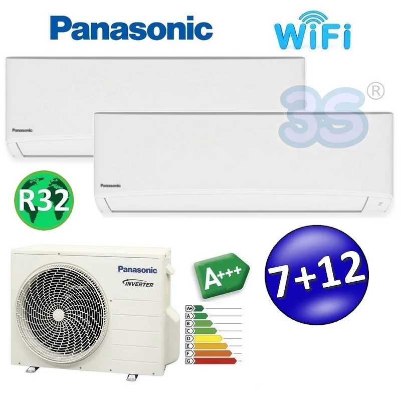 Climatisation split bi-split TZ A+++ R32 PANASONIC série 7000+12000 - avec WiFi et NanoeX
