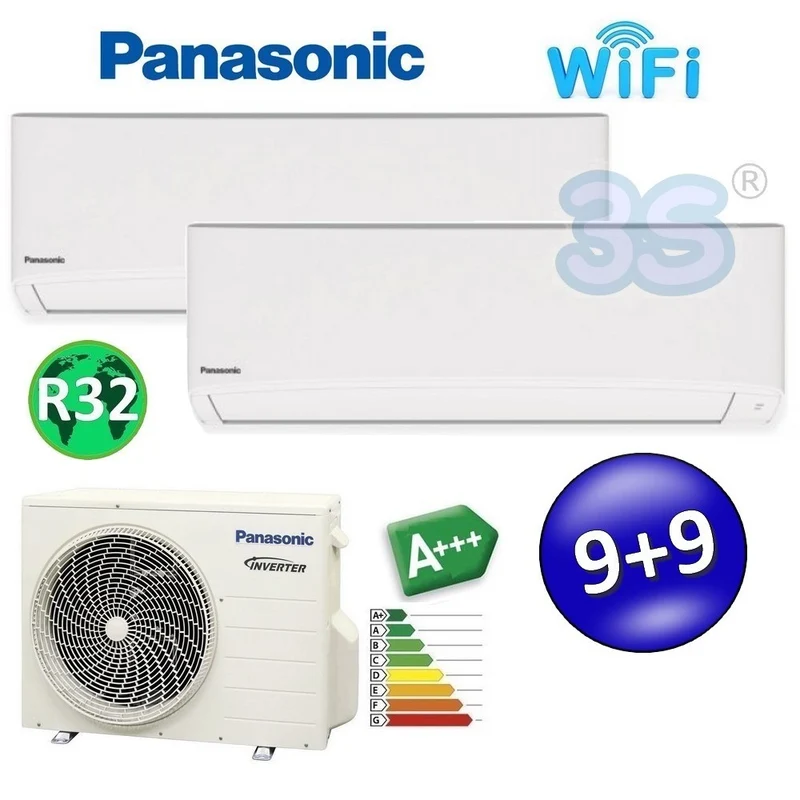 Climatisation split bi-split TZ A+++ R32 PANASONIC série 9000+9000 avec Wi-Fi et NanoeX