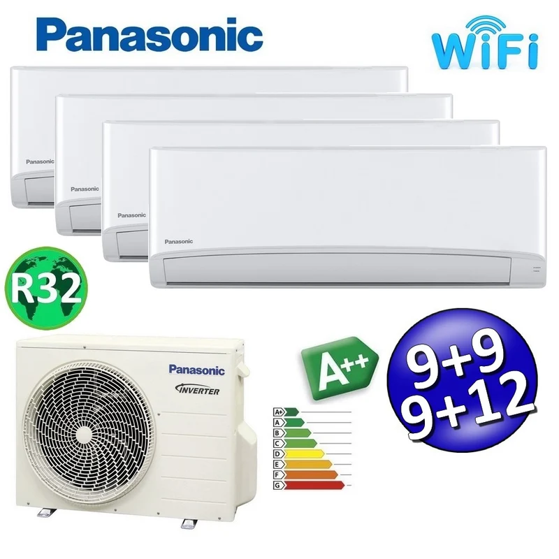 Climatiseur split Panasonic TZ R32 9000+9000+9000+12000 BTU A++ avec Wi-Fi et NanoeX