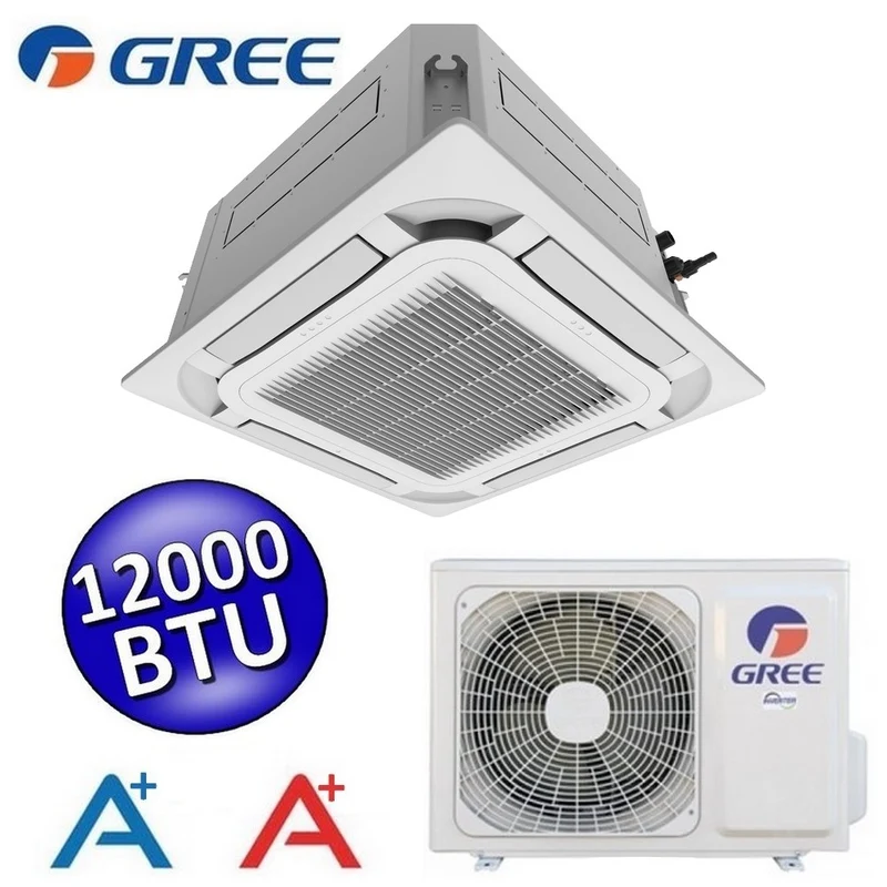Climatiseur cassette Gree 12 000 BTU R32 à 8 voies - télécommande et panneau de commande inclus