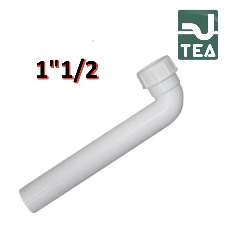 Rallonge de tuyau de drainage coudée Ø40 mm 90° L-250 mm avec écrou annulaire et joint Ø 1''1/2