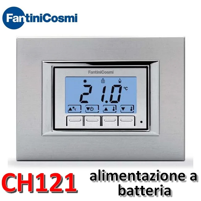 CH121 - Thermostat d'ambiance numérique universel à piles, encastrable - Fantini Cosmi