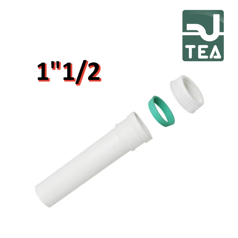 Longone pour siphon d'évacuation en polypropylène blanc, anneau et joint Ø 1''1/2