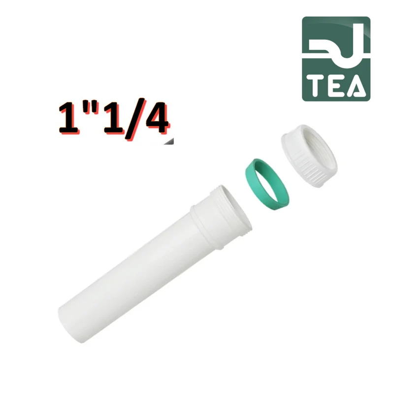 Longone pour siphon d'évacuation en polypropylène blanc, anneau et joint Ø 1''1/4