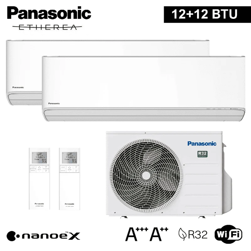 Climatiseur bi-split Panasonic ETHEREA 12+12 000 BTU R32 A+++ Wi-Fi NanoeX