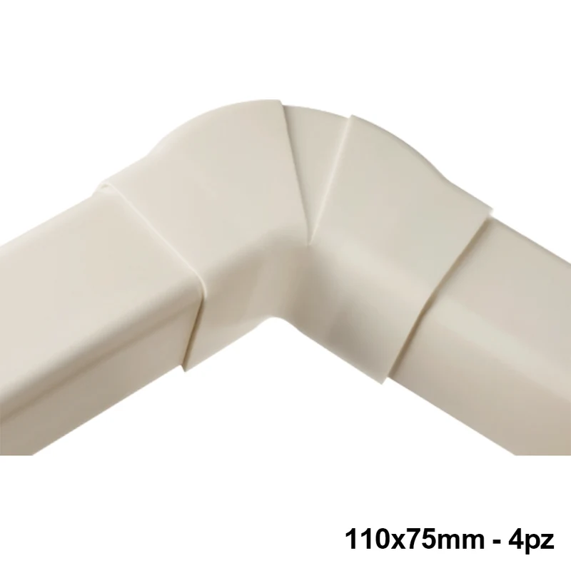 Coude plat réglable pour conduit 110 x 75 mm - boîte complète de 4 pièces