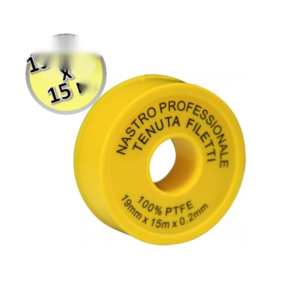 Ruban téflon PTFE PROF. JAUNE 19 mm x 15 m x 0,20 mm - pour filetages et joints hydrauliques