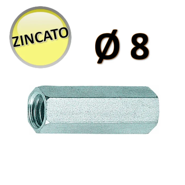 OTER - Manchon zingué pour tige filetée M8 - Sachet de 10 pièces